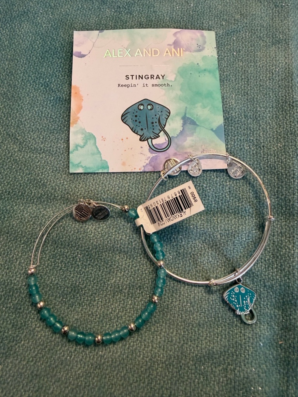 Alex and Ani Teal Stingray Bracelet Duo